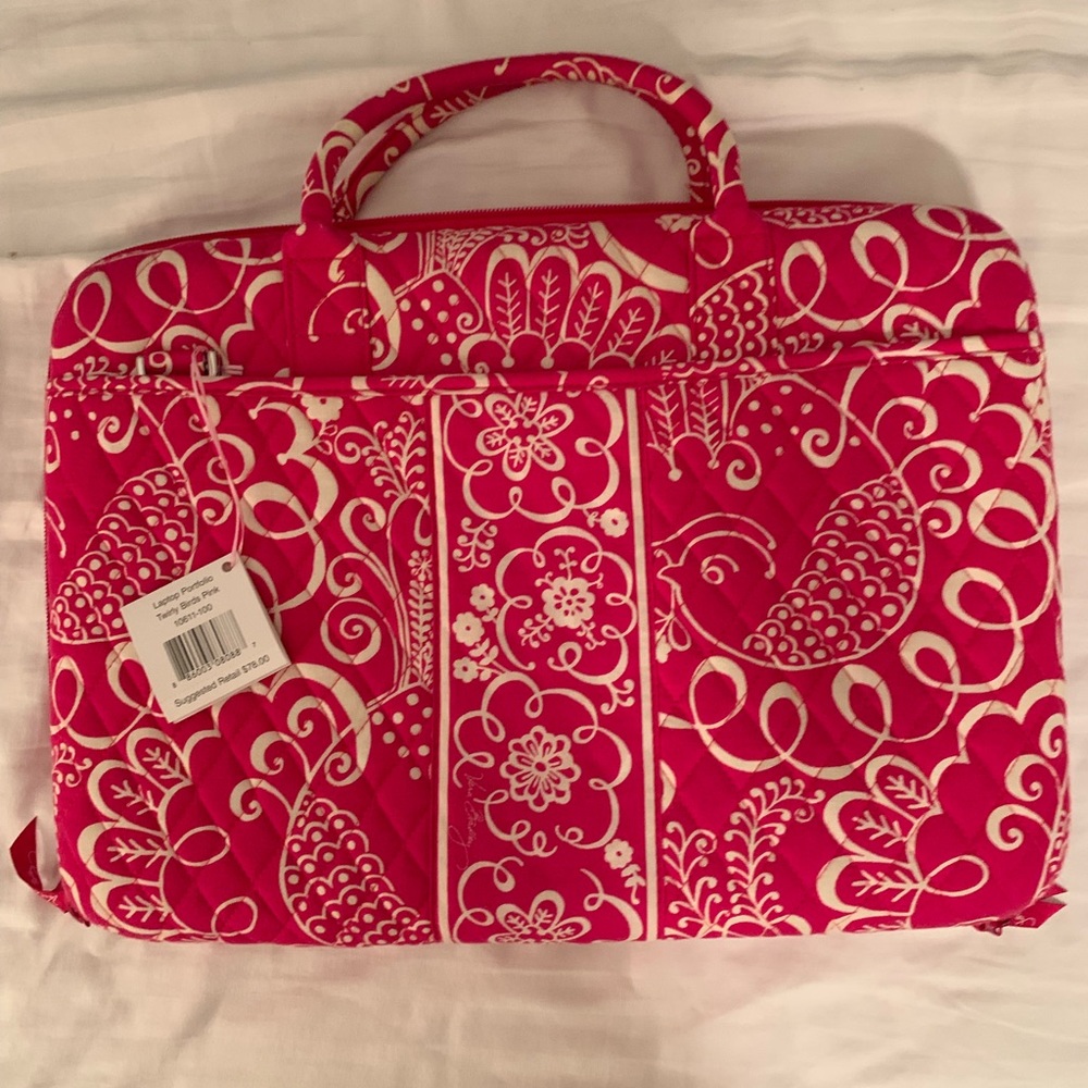 Vera Bradley Laptop Portfolio in Twirly Birds Pink